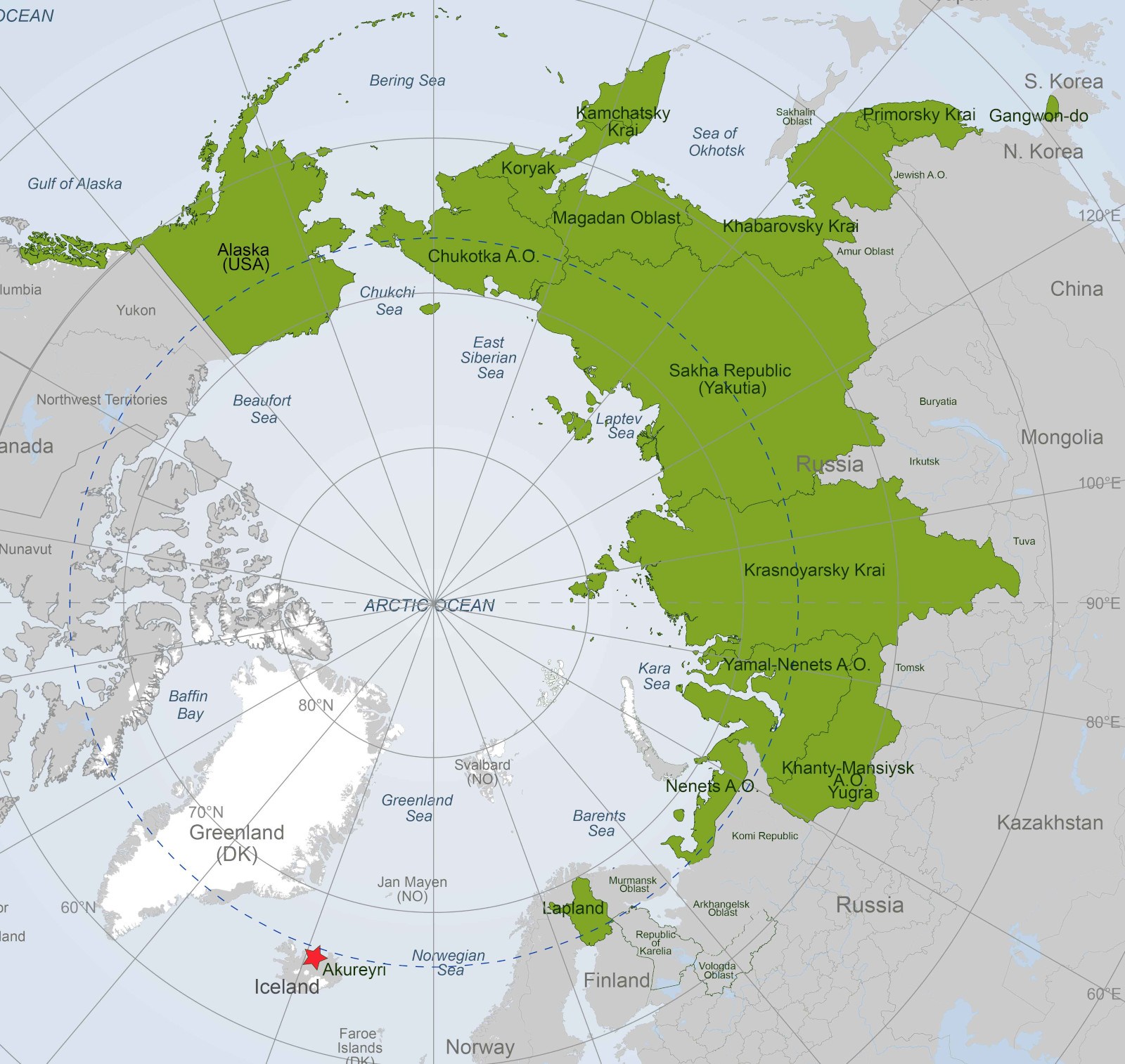 Northern Forum member map - Akureyri